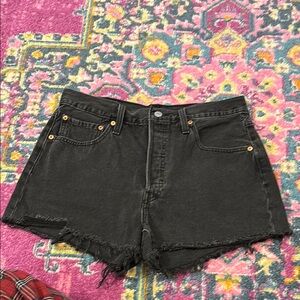 Levi's Black Jean Shorts High-Waisted Cut-Off